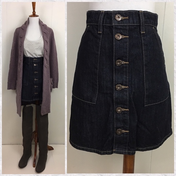 Lucky Brand Dresses & Skirts - Lucky Brand NWOT Dark Wash Button Up Jean Skirt